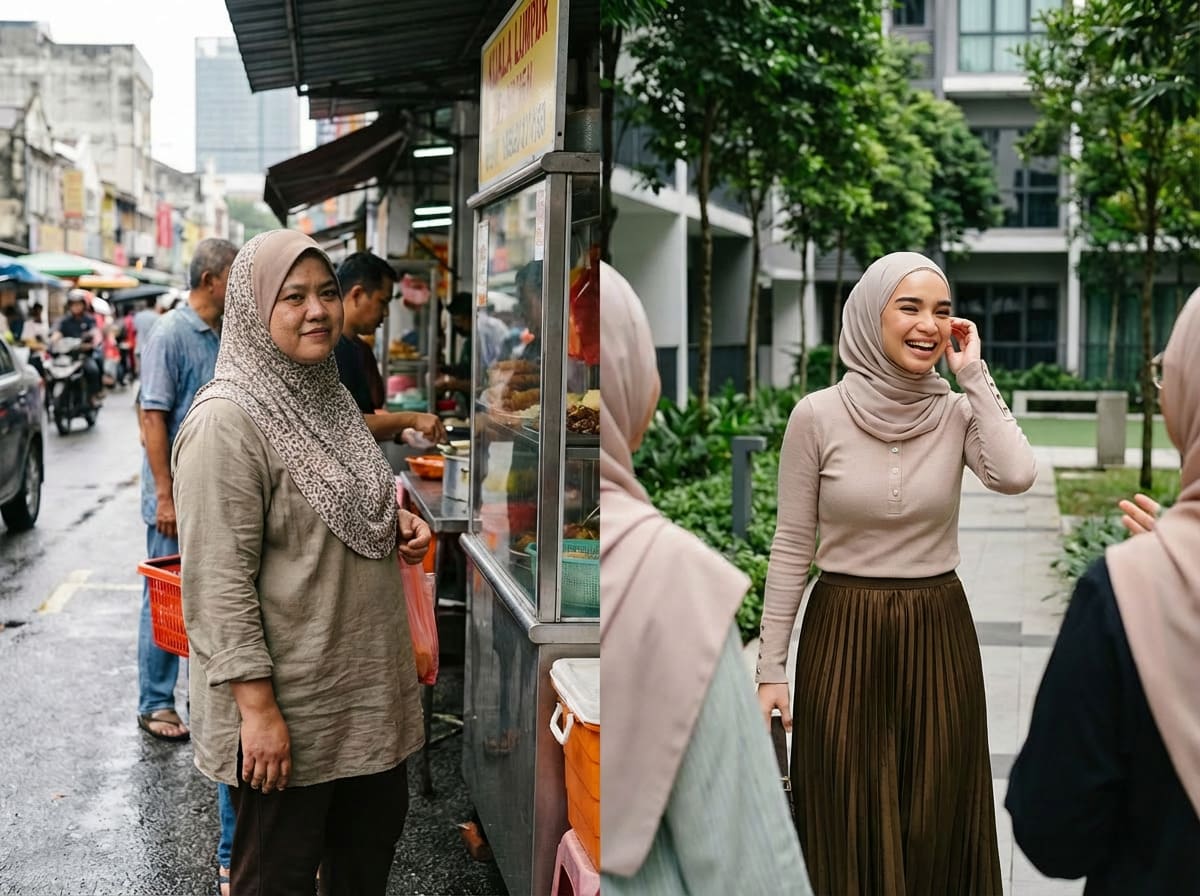 Nur Aisyah sebelum dan selepas penurunan berat badan